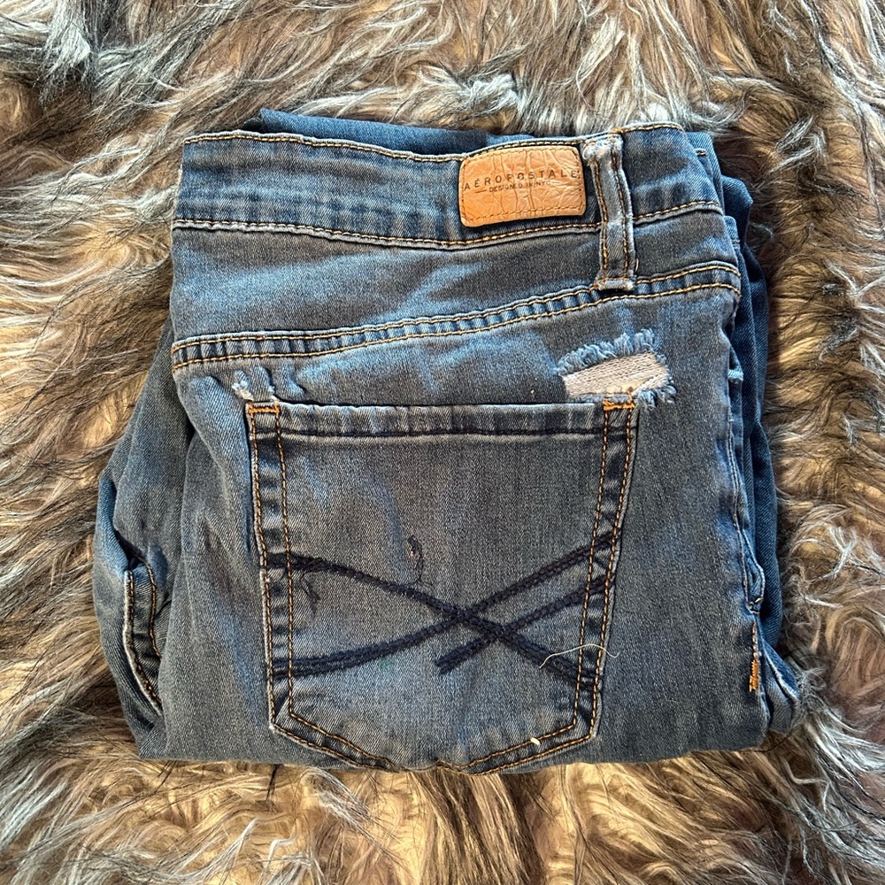 ⭒ aeropostale ripped light blue jeggings